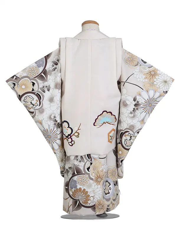七五三（3歳男児被布）H135/ベージュ被布×ベージュ・橘桜