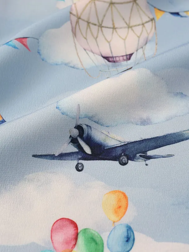 いちは/七五三（3歳男児被布）H136/水色・飛行機と気球