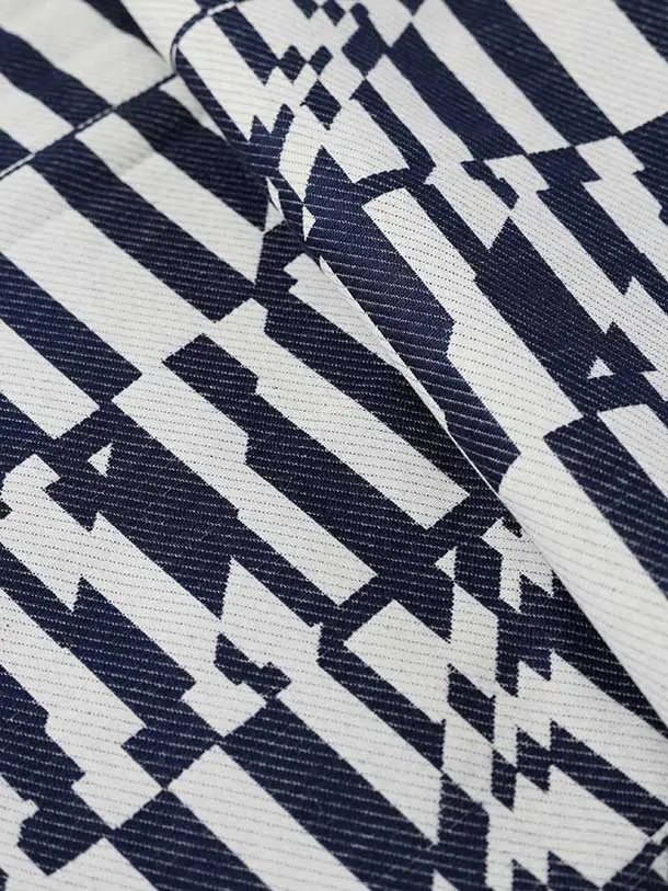 七五三（3歳男児被布）H139/白青 幾何学模様