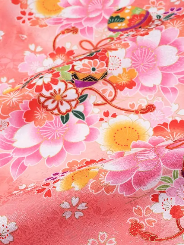 七五三（3歳女児被布）D131/ピンク・花