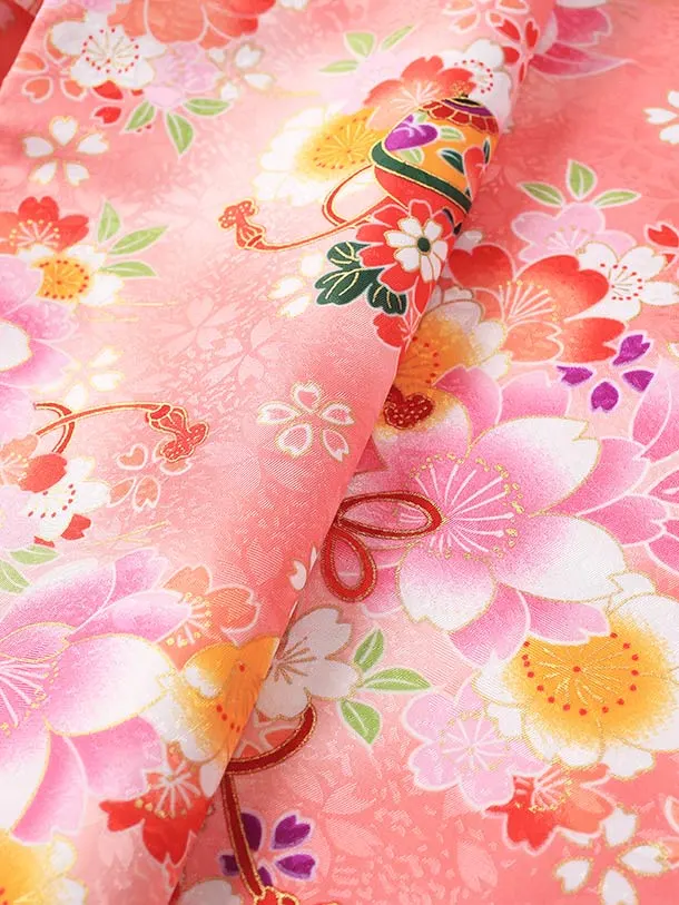 七五三（3歳女児被布）D131/ピンク・花