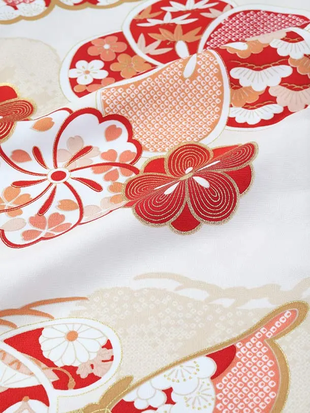 ぷちぷり/七五三（3歳女児被布）D163/白 ねじり梅