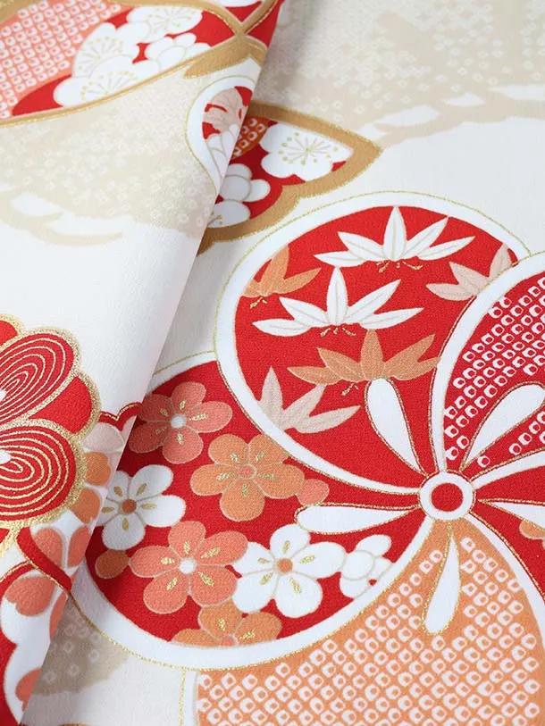 ぷちぷり/七五三（3歳女児被布）D163/白 ねじり梅