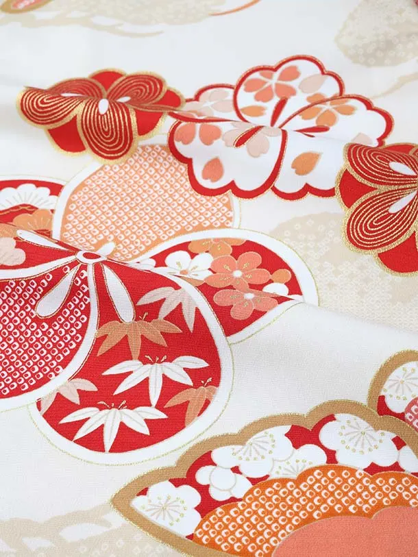 ぷちぷり/七五三（3歳女児被布）D163/白 ねじり梅