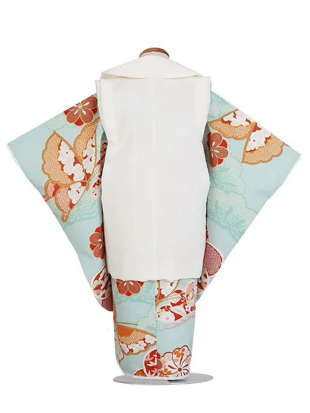 ぷちぷり/七五三（3歳女児被布）D164/水色 ねじり梅