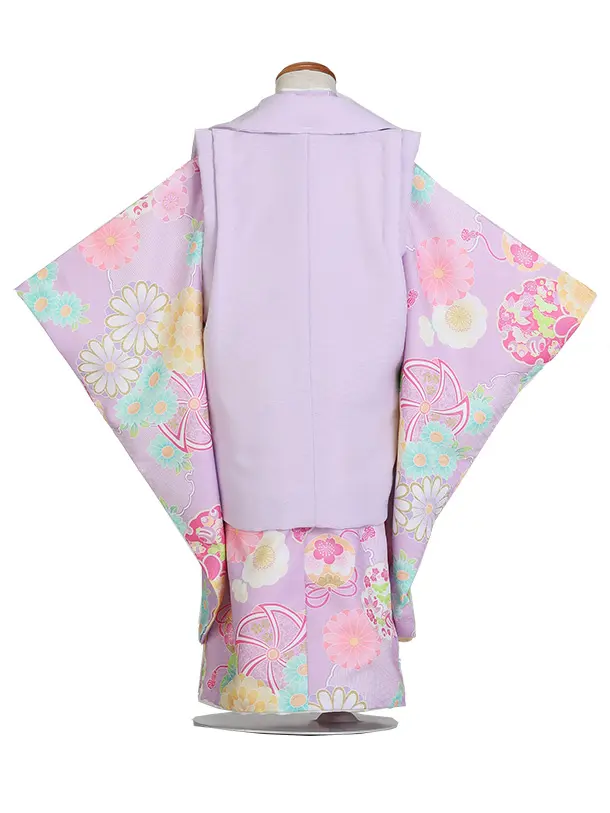 式部浪漫/七五三（3歳女児被布）D168/紫 鞠と多花