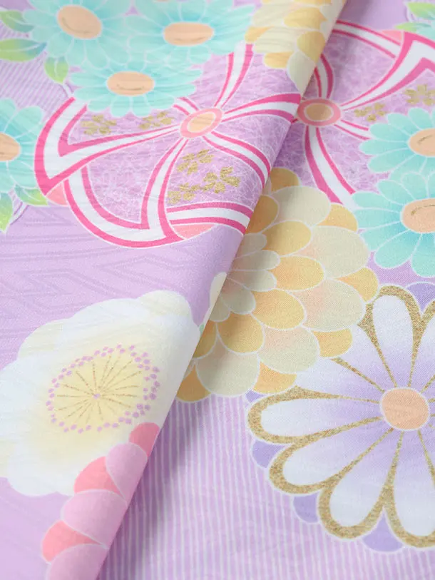 式部浪漫/七五三（3歳女児被布）D168/紫 鞠と多花