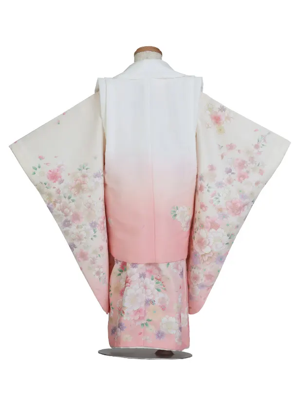 七五三（3歳女児被布）D169/白・ピンク/多花