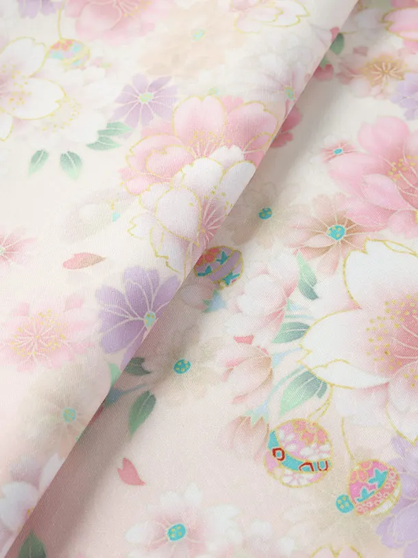 七五三（3歳女児被布）D169/白・ピンク/多花