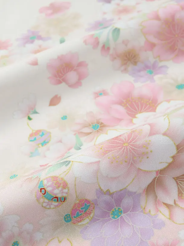 七五三（3歳女児被布）D169/白・ピンク/多花