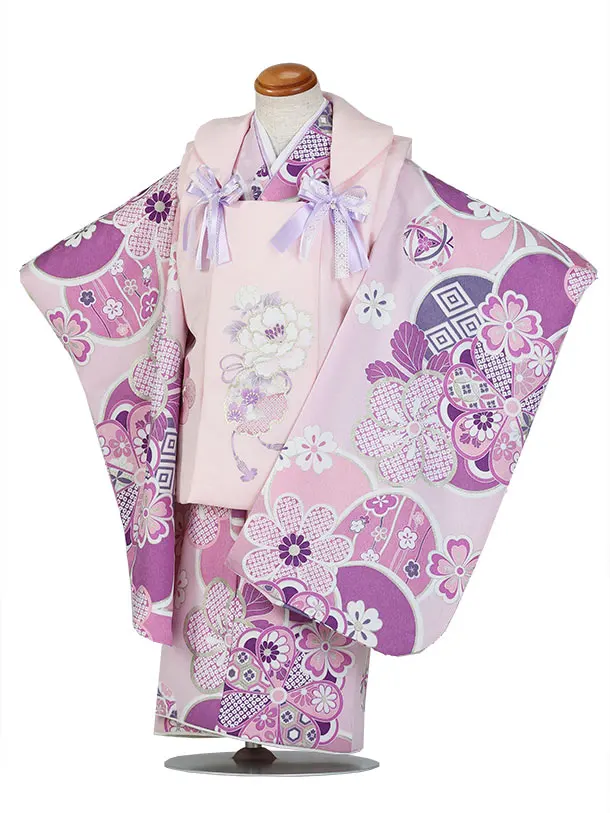 【レンタル】Shinako D174パステルピンク被布×パステル紫/ねじり梅
