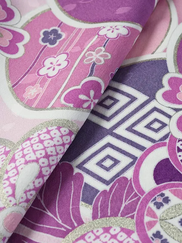 七五三 3歳女児被布 Shinako D174パステルピンク×パステル紫/梅