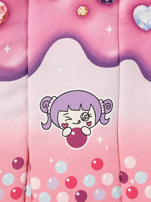 Shinako /七五三（3歳女児被布）D176/ピンク被布×薄紫/ユニコーン