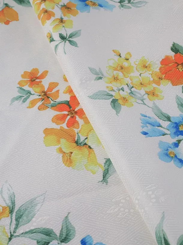 七五三（7歳女児結び帯）F059/白地にオレンジ花