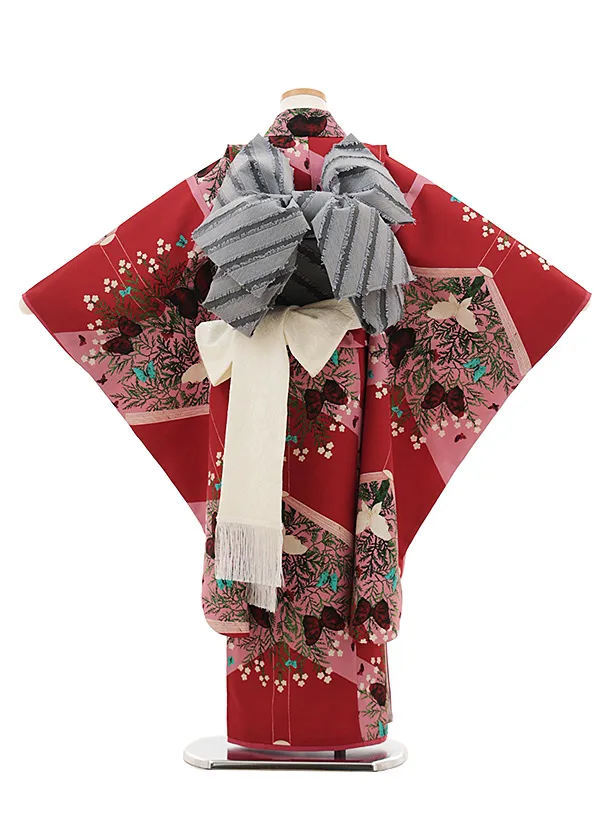 germer/七五三（7歳女児結び帯）F078/赤・ピンク 絵本