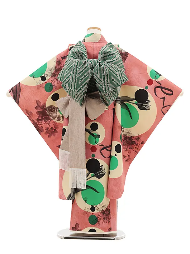 germer/七五三（7歳女児結び帯）F079/ピンク 大小の円