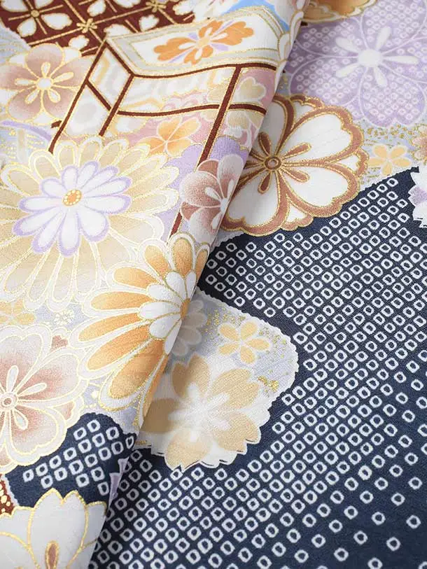 七五三（7歳女児結び帯）F086/水色 古典柄