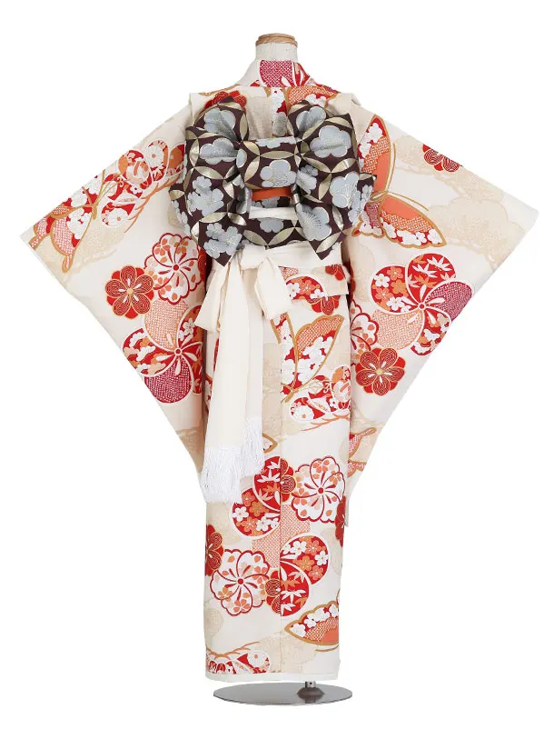 ぷちぷり/七五三（7歳女児結び帯）D096/白 ねじり梅