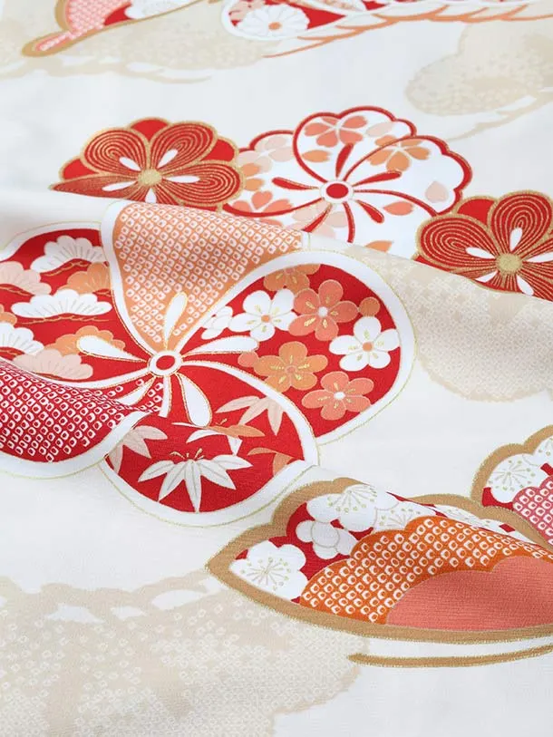 ぷちぷり/七五三（7歳女児結び帯）D096/白 ねじり梅