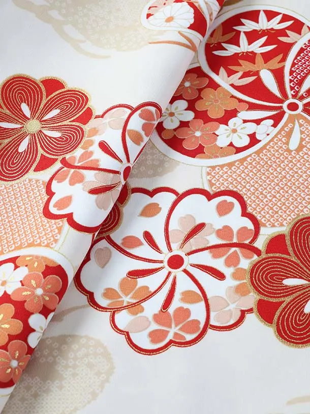 ぷちぷり/七五三（7歳女児結び帯）D096/白 ねじり梅