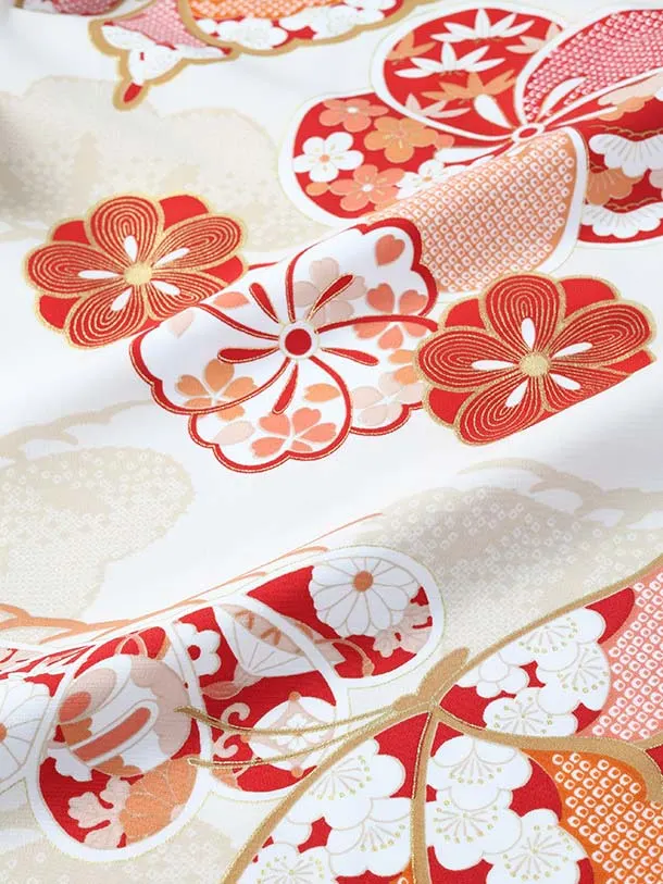 ぷちぷり/七五三（7歳女児結び帯）D096/白 ねじり梅