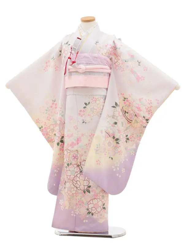 七五三（7歳女児結び帯）F098/薄紫 桜・鞠