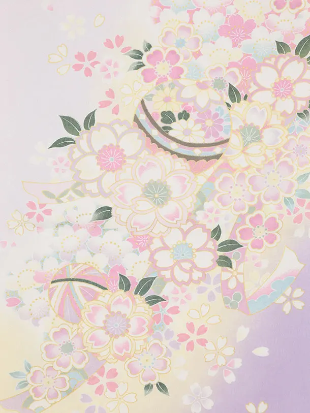 七五三（7歳女児結び帯）F098/薄紫 桜・鞠