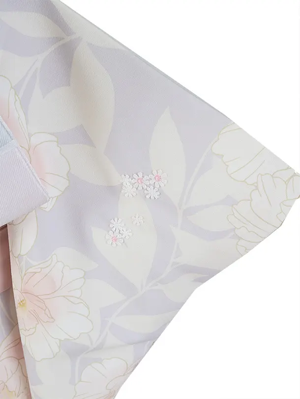 七五三（3歳女児結び帯）M005/ブルーグレー/水彩花