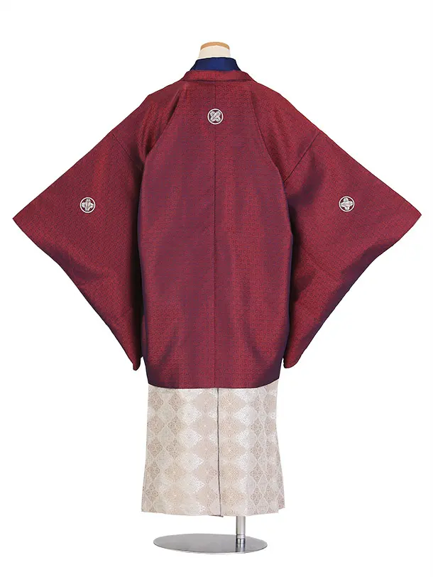 小学生卒業袴（男の子）A013/小紋/赤×紺