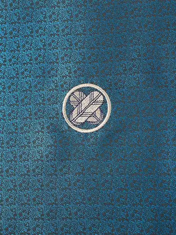 かんたん/小学生卒業袴（男の子）A016/小紋/エメラルドグリーン×ベージュ