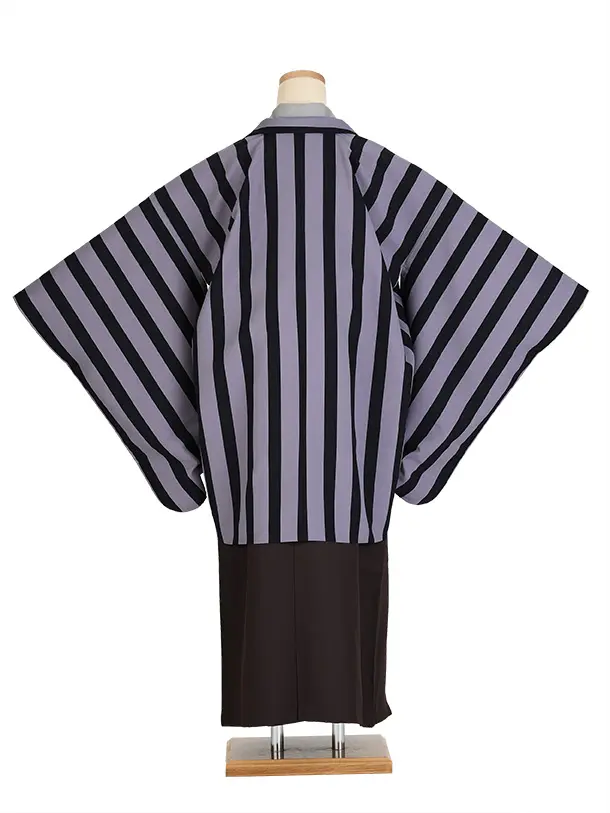 小学生卒業式袴（男の子）A017/薄紫×黒 ストライプ