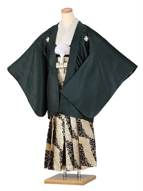 小学生卒業式袴（男の子）A019/緑 鱗柄