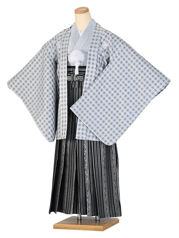 小学生卒業式袴（男の子）A020/水色グレーチェック