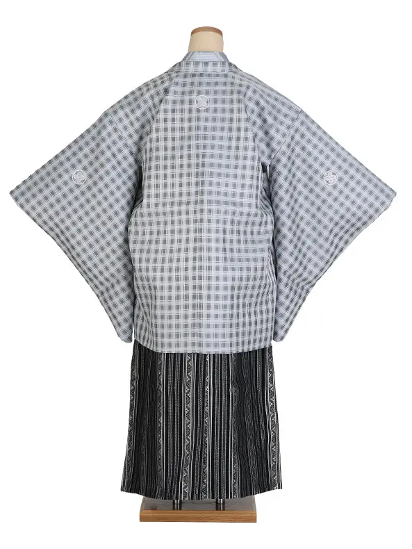 小学生卒業式袴（男の子）A020/水色グレーチェック