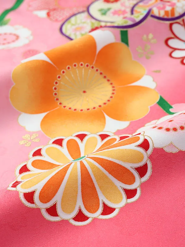 小学生卒業式かんたん袴(女の子)E074/ピンク まりとねじり梅