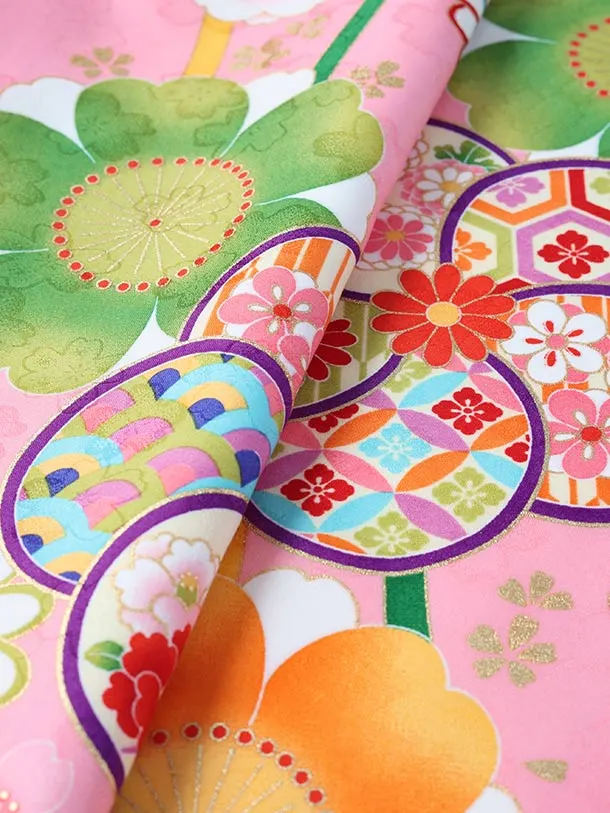 小学生卒業式かんたん袴(女の子)E074/ピンク まりとねじり梅