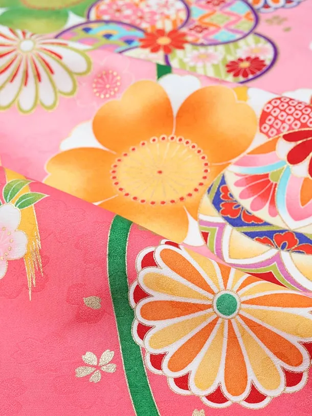 小学生卒業式かんたん袴(女の子)E074/ピンク まりとねじり梅