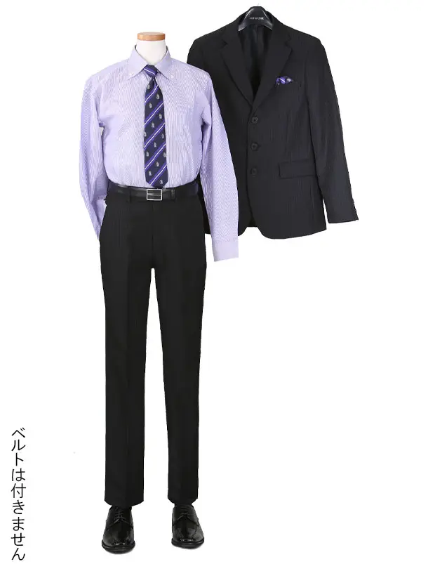 男児スーツ/黒ピンストライプ/140cm/D018