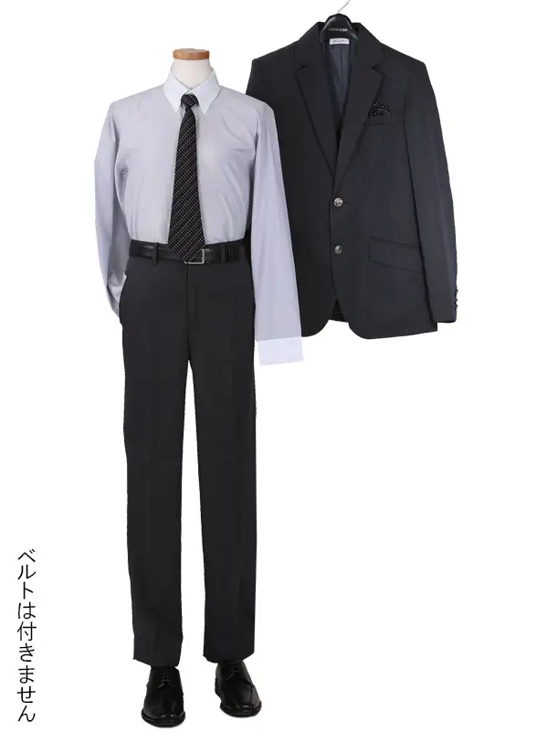 男児スーツ/グレー織柄ストライプ/140cm/D020