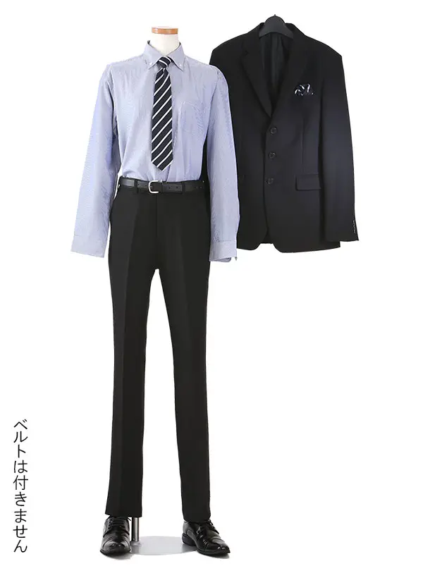 男児スーツ/黒地ピンストライプ/150cm/D034