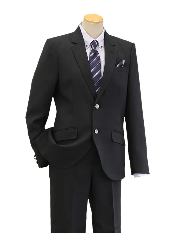 男児スーツ/黒織柄ストライプ/165cm/D043