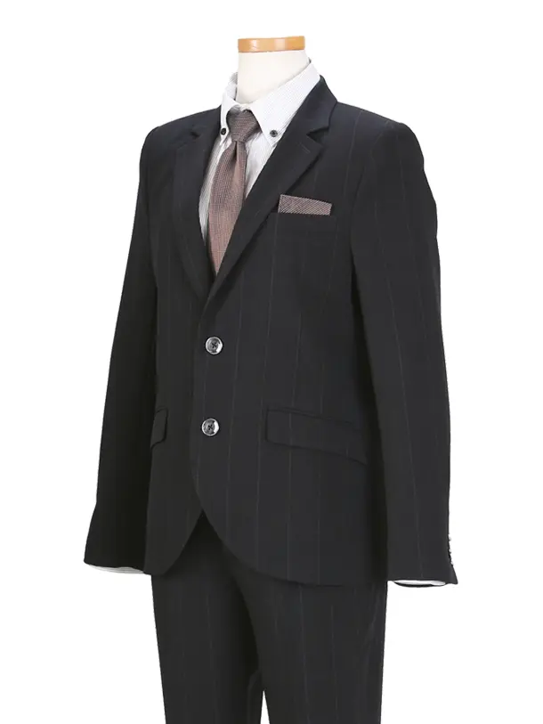 [男児スーツ]長ズボン/黒に近いグレーの格子柄/D060/160cm