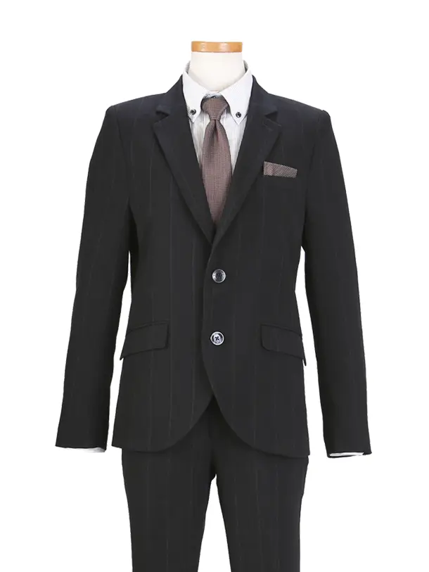 [男児スーツ]長ズボン/黒に近いグレーの格子柄/D060/160cm