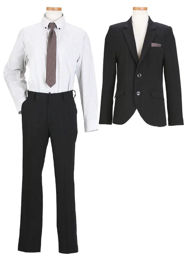 [男児スーツ]長ズボン/黒に近いグレーの格子柄/D060/160cm