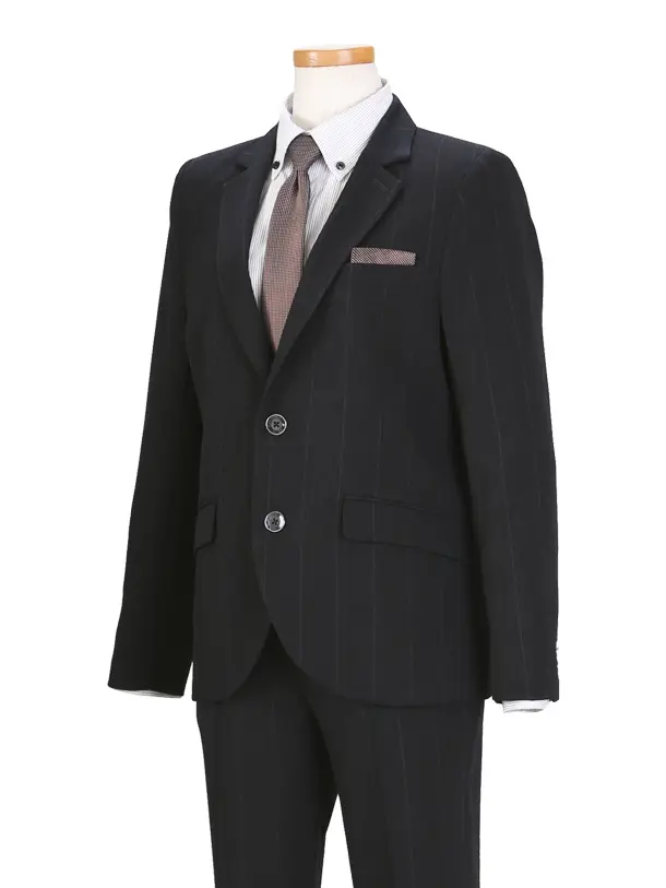 [男児スーツ]長ズボン/淡黒の格子柄/D071/160cm