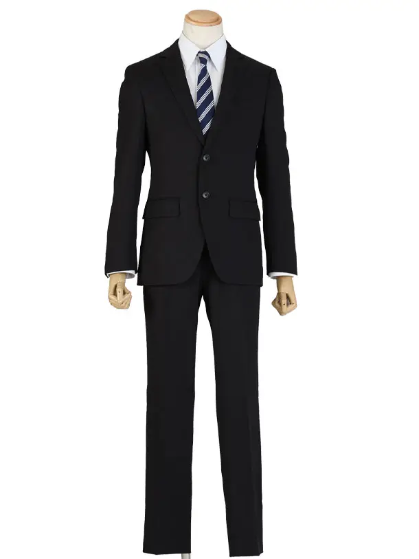 メンズスーツ/黒織柄ストライプ/スリム/Y4