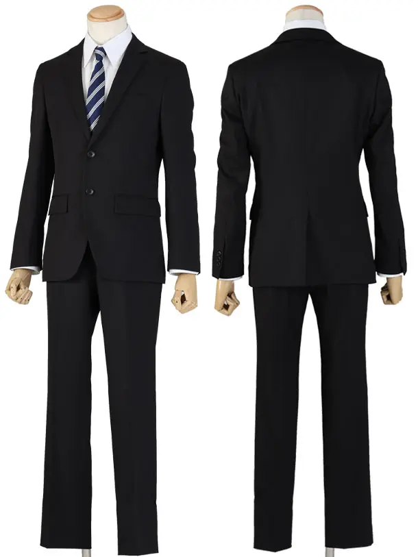 メンズスーツ/黒織柄ストライプ/スリム/Y4