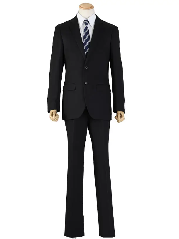 メンズスーツ/黒織柄ストライプ/スリム/Y6