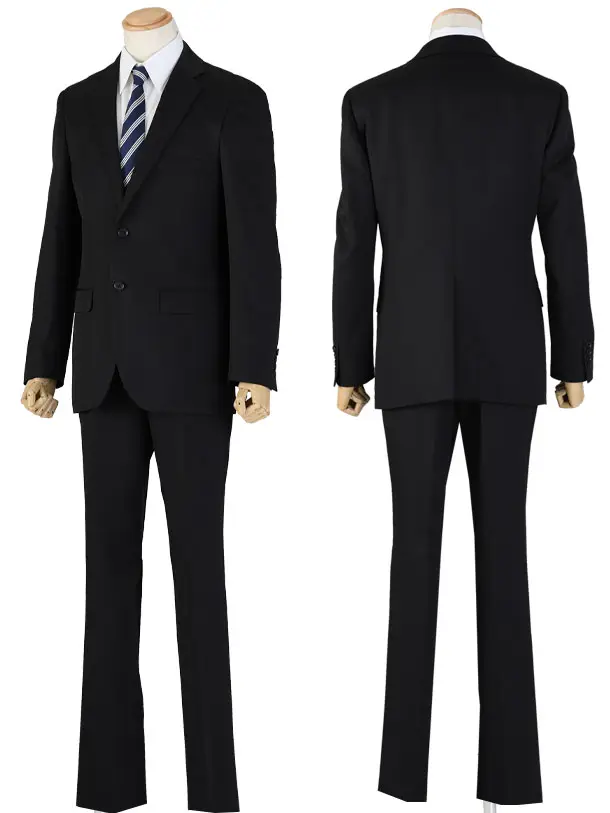 メンズスーツ/黒織柄ストライプ/スリム/Y6