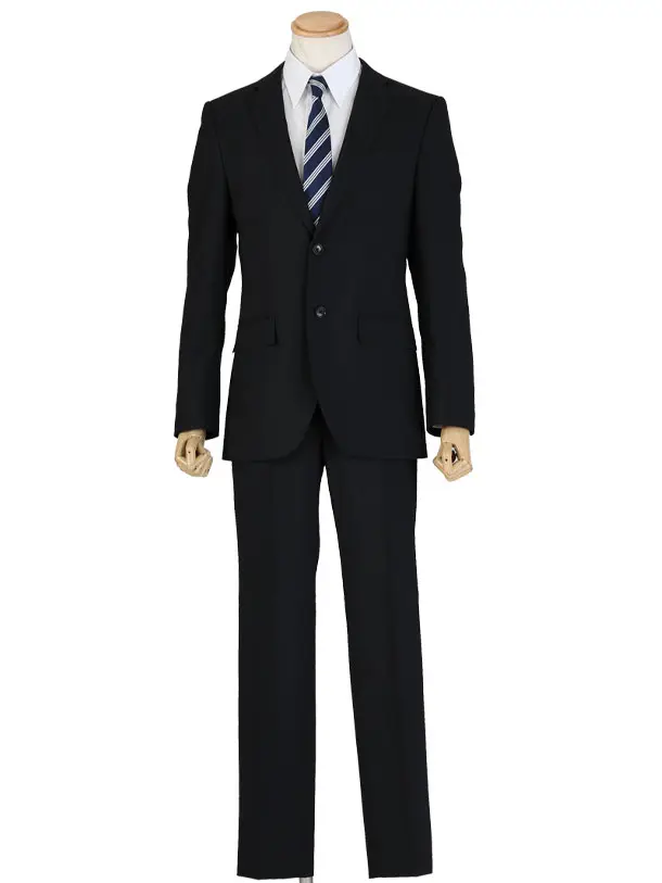 メンズスーツ/黒織柄ストライプ/スリム/Y6